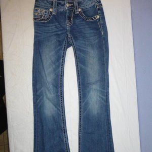 Girls Miss Me Embroidered Rhinestone Rear Pockets Bootcut Jeans  Size 6  23x25.5